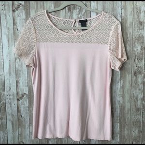 Ann Taylor Pink Lace T-shirt
